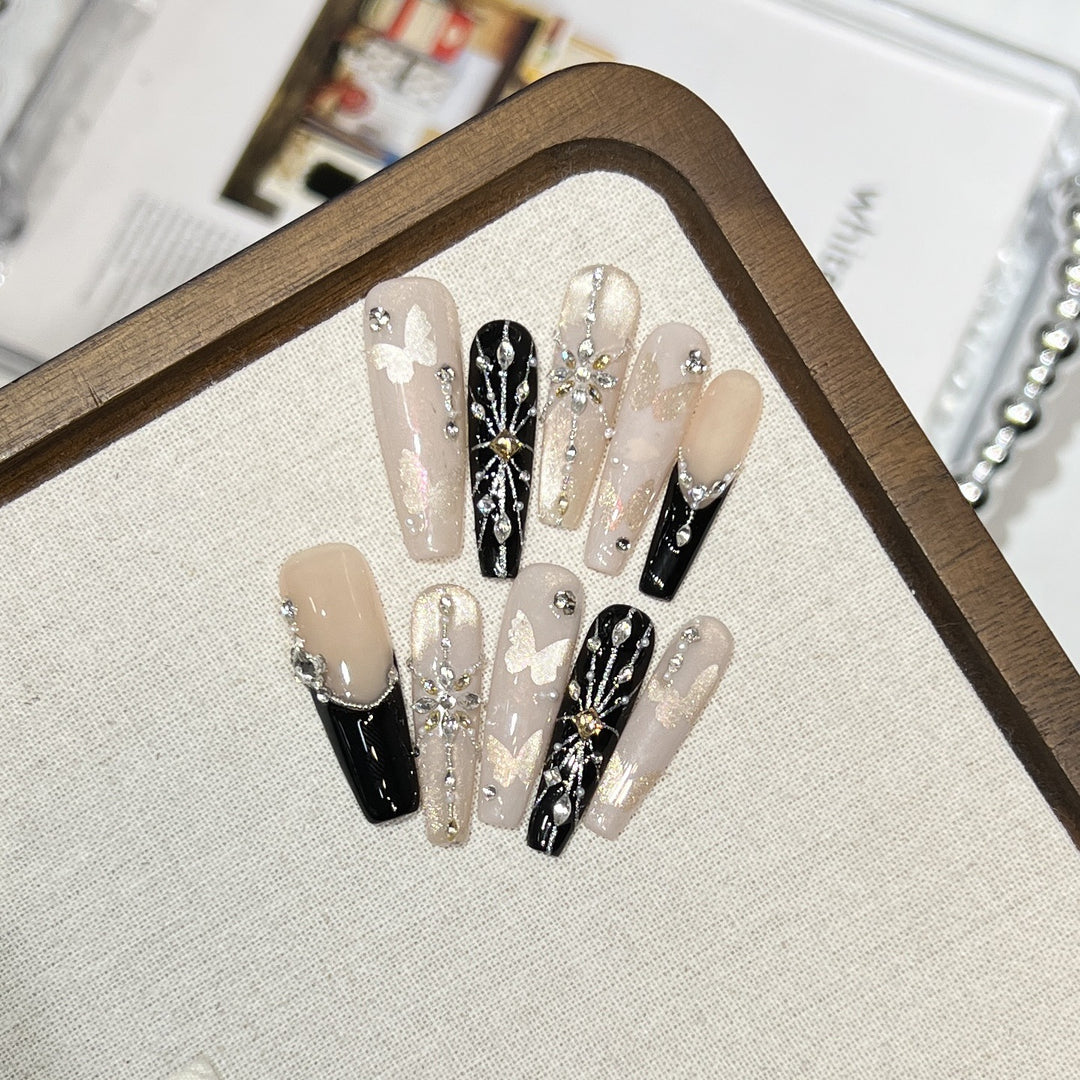 Elegant Butterfly-Inspired Press-On Nail Art Set Stornfield