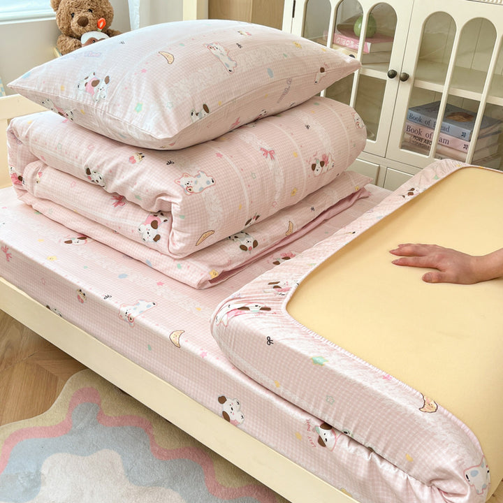 Floral Cotton Sateen Bedding Set with Quilted Duvet Pillow and Memory Foam Topper