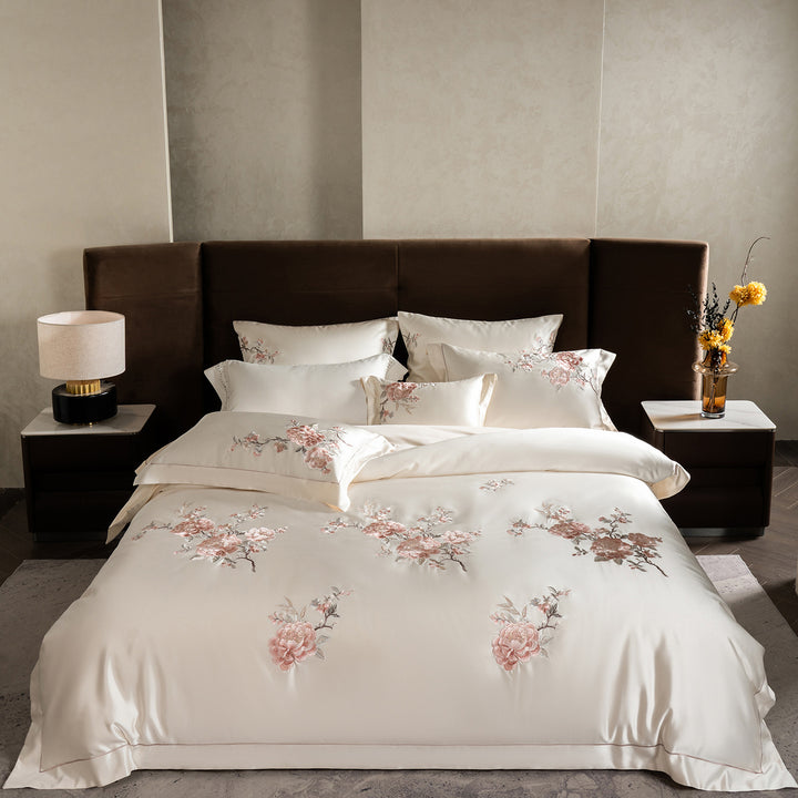 Embroidered Satin Duvet Cover Bedding Set