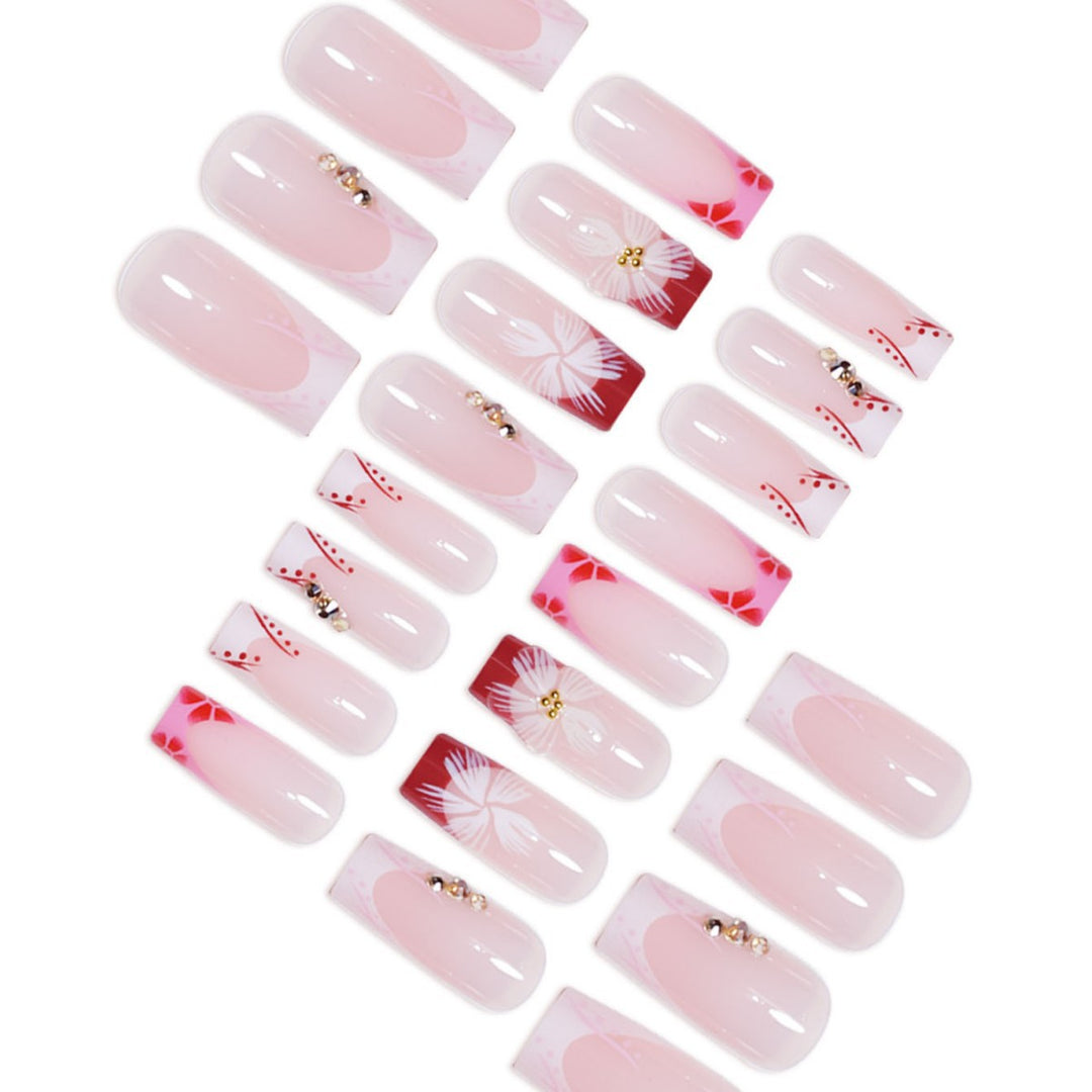 Elegant 3D Floral Press-On Nail Extensions Stornfield