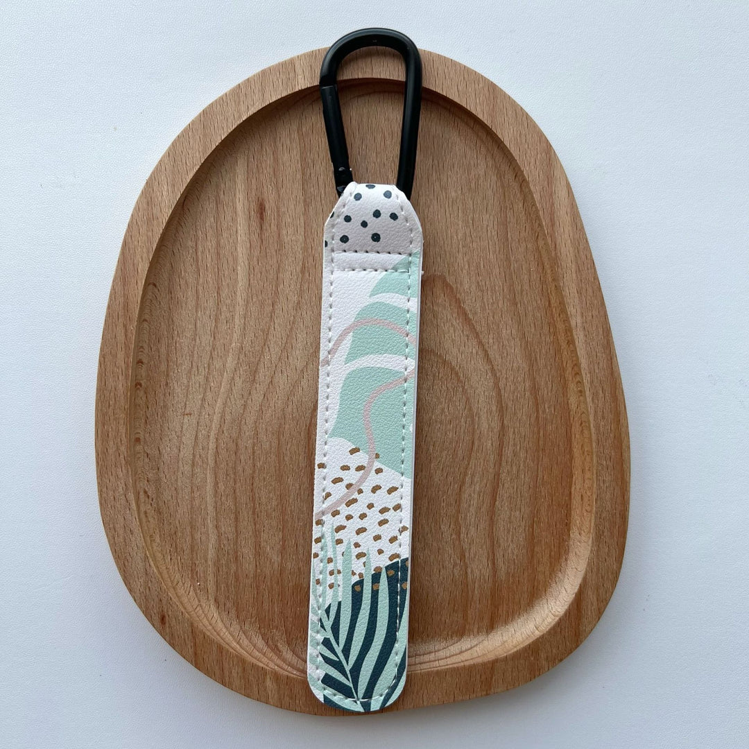 Printed Faux Leather Strap Key Ring with Carabiner Clip
