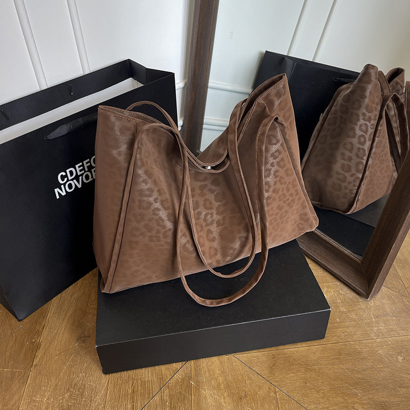 Luxurious Textured Suede Shoulder Tote Bag
