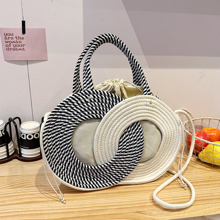 Artistic Dual-Circle Handled Tote Bag