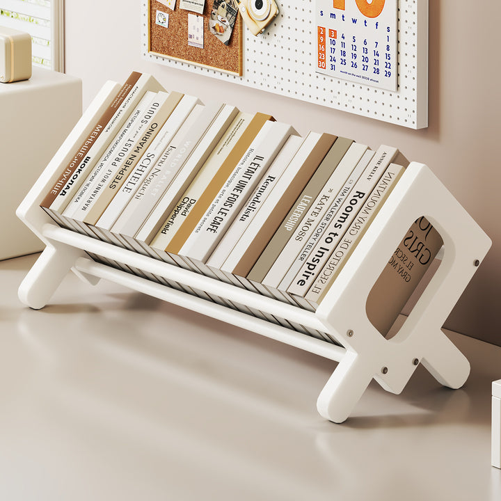 Angled Bamboo Desktop Book and Magazine Rack with Non-Slip Rods