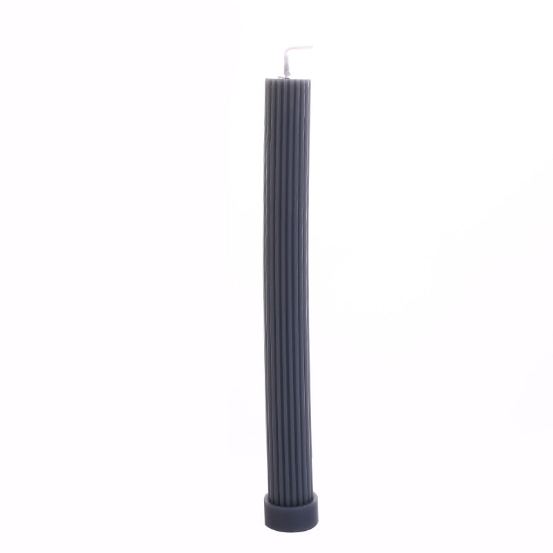 Sculptural Column Pillar Candle with Vertical Fluted Texture and Weighted Base