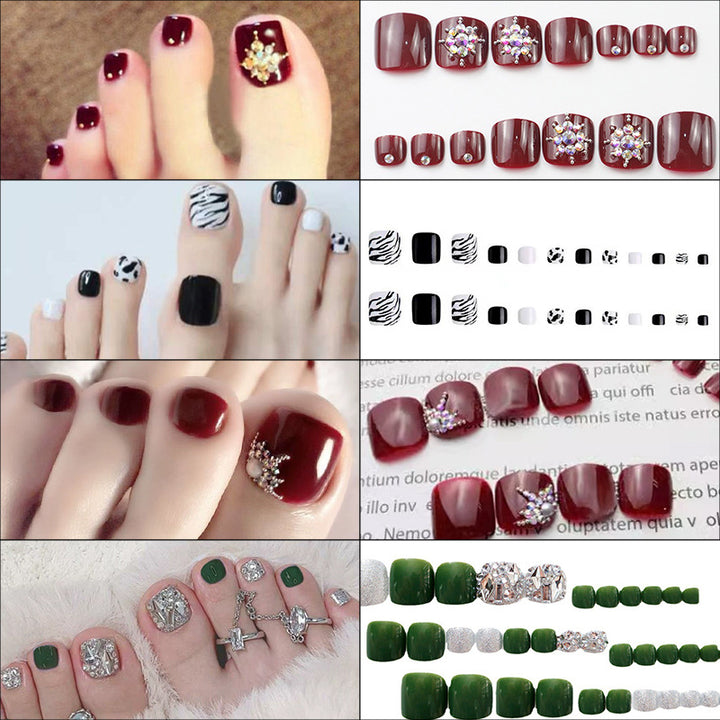 Premium Decorative Pedicure Press-On Nail Set Stornfield