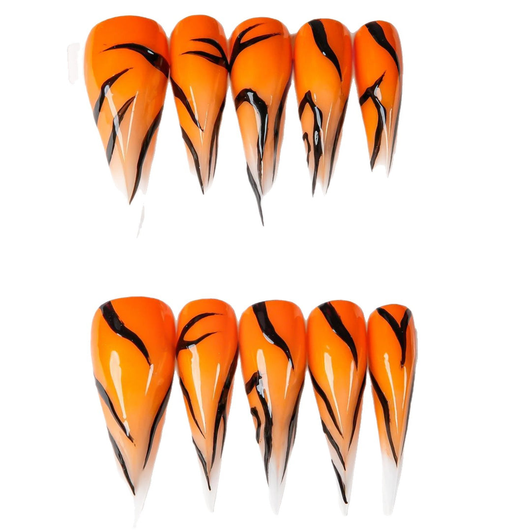 Stiletto Press-On Nail Enhancements with Gem Accents