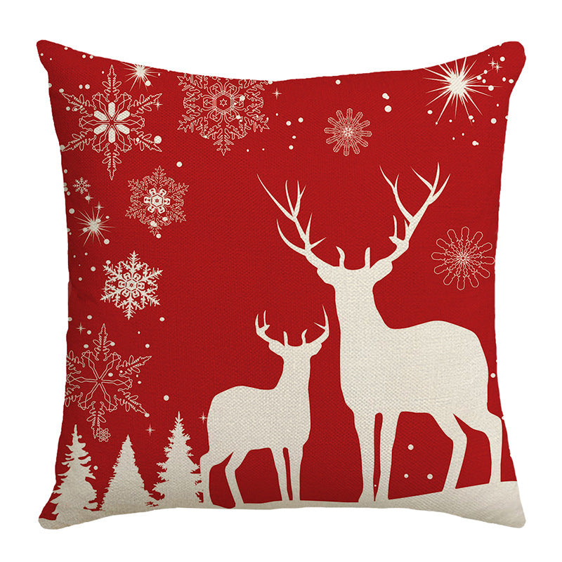 Seasonal Christmas Throw Pillow Cover with 'Let It Snow' Script and Snowflake Print