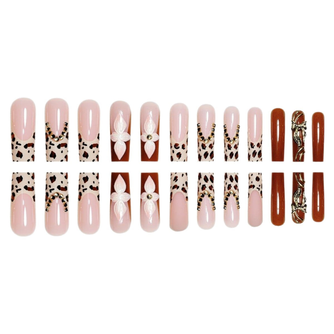 Artistic Long Press-On Nail Extensions with Elegant Floral Design Stornfield