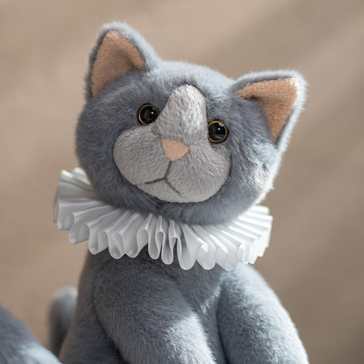 Plush Decorative Sitting Cat Toy with Pleated Ruffle Collar
