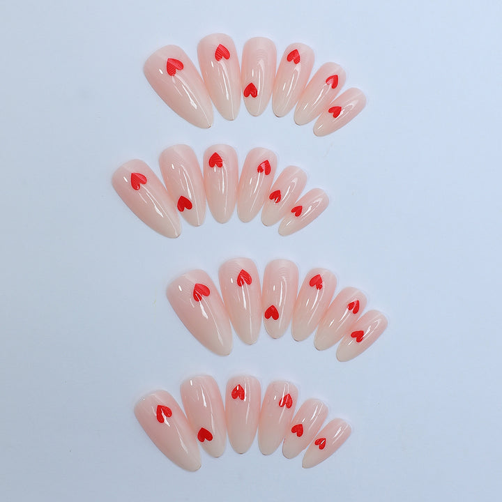Acrylic nail set with stylish heart designs Stornfield