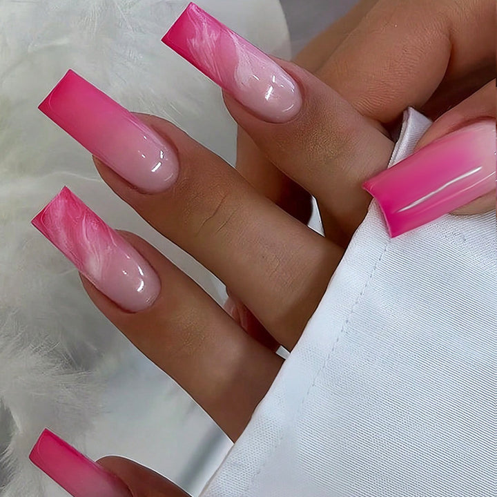 Artificial nail set with elegant ombre and glitter accents Stornfield