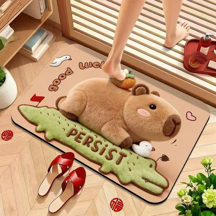 Cute Bear-Themed Plush Bath Mat