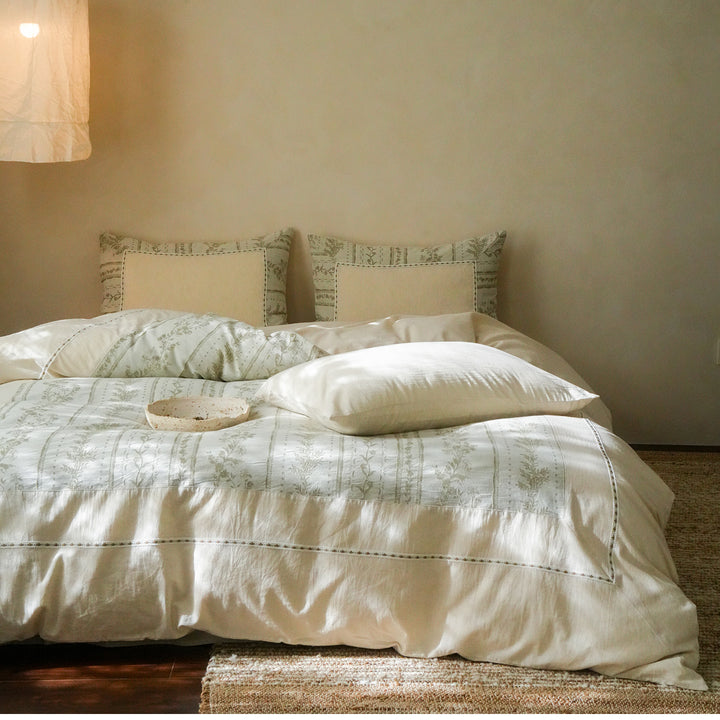 Luxury Botanical Linen Duvet Cover and Pillowcase Set