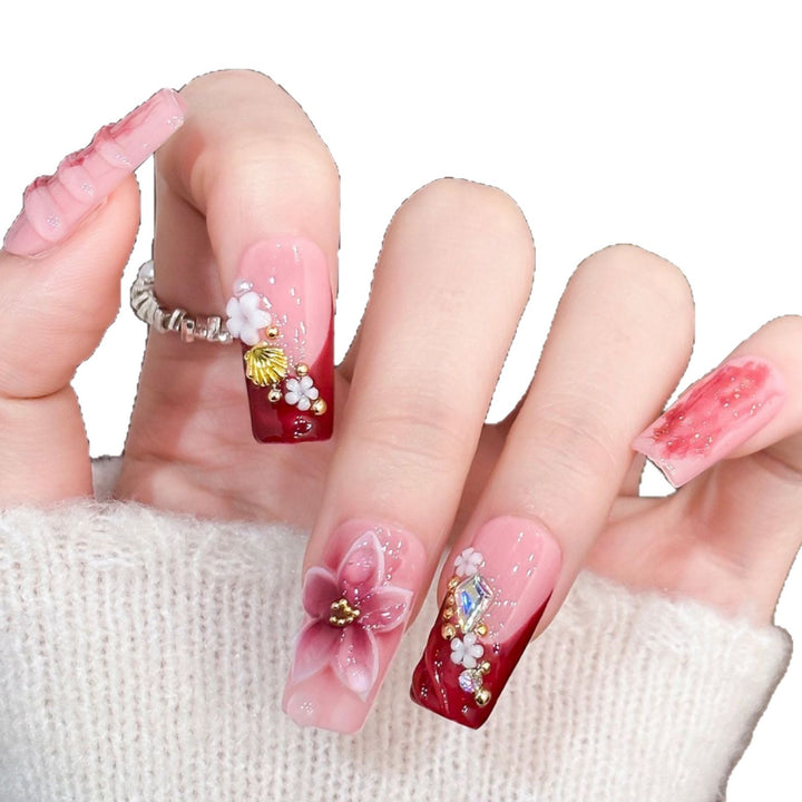 Floral Decorative Press-On Nail Tips