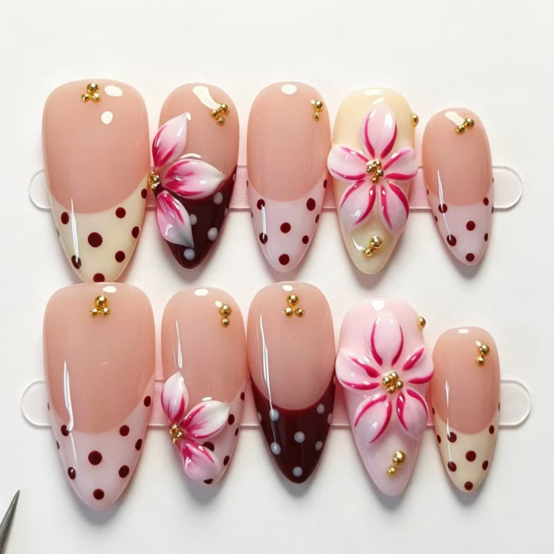 Artistic Floral Press-On Nail Tips Stornfield