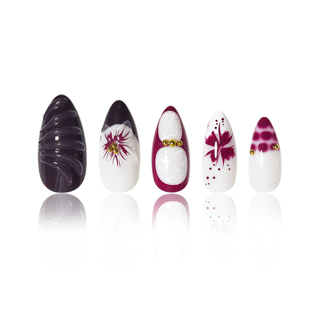 Elegant Floral Art Nail Extensions Stornfield