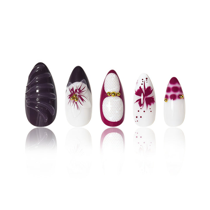 Elegant Floral Art Nail Extensions Stornfield