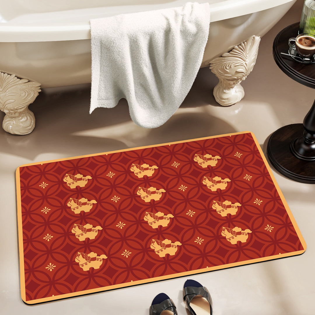 Playful Horse-Themed Memory Foam Bath Mat Stornfield