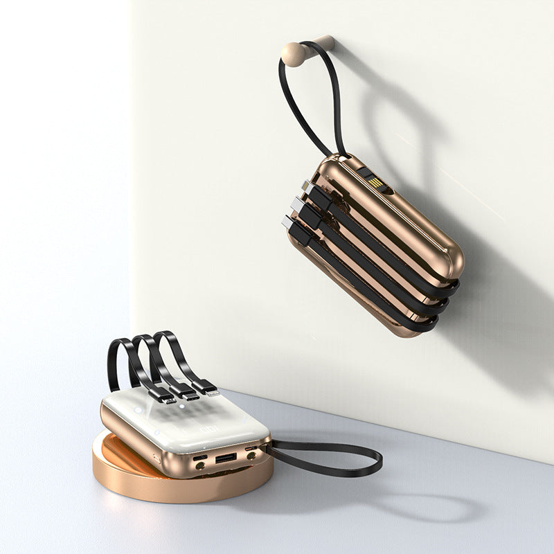 Portable power bank with integrated charging cables and digital charging display Stornfield