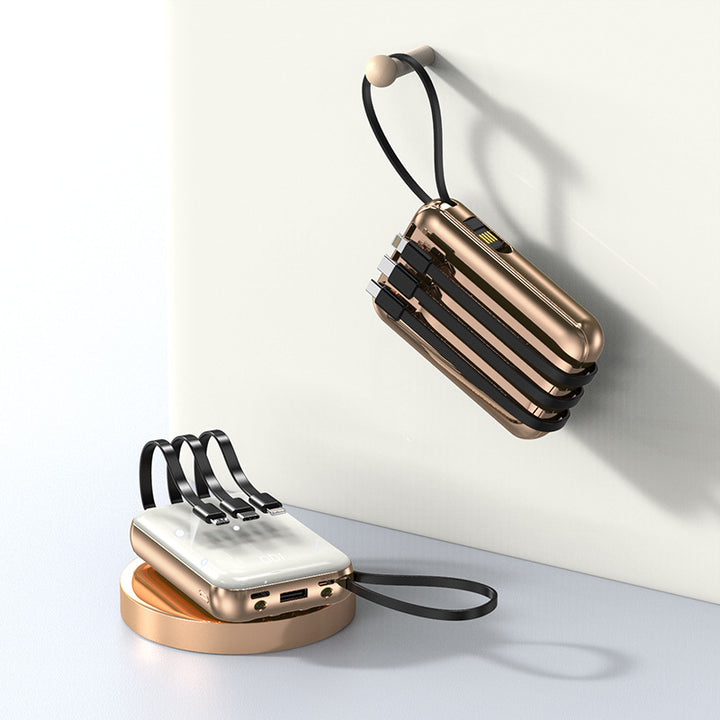 Portable power bank with integrated charging cables and digital charging display Stornfield