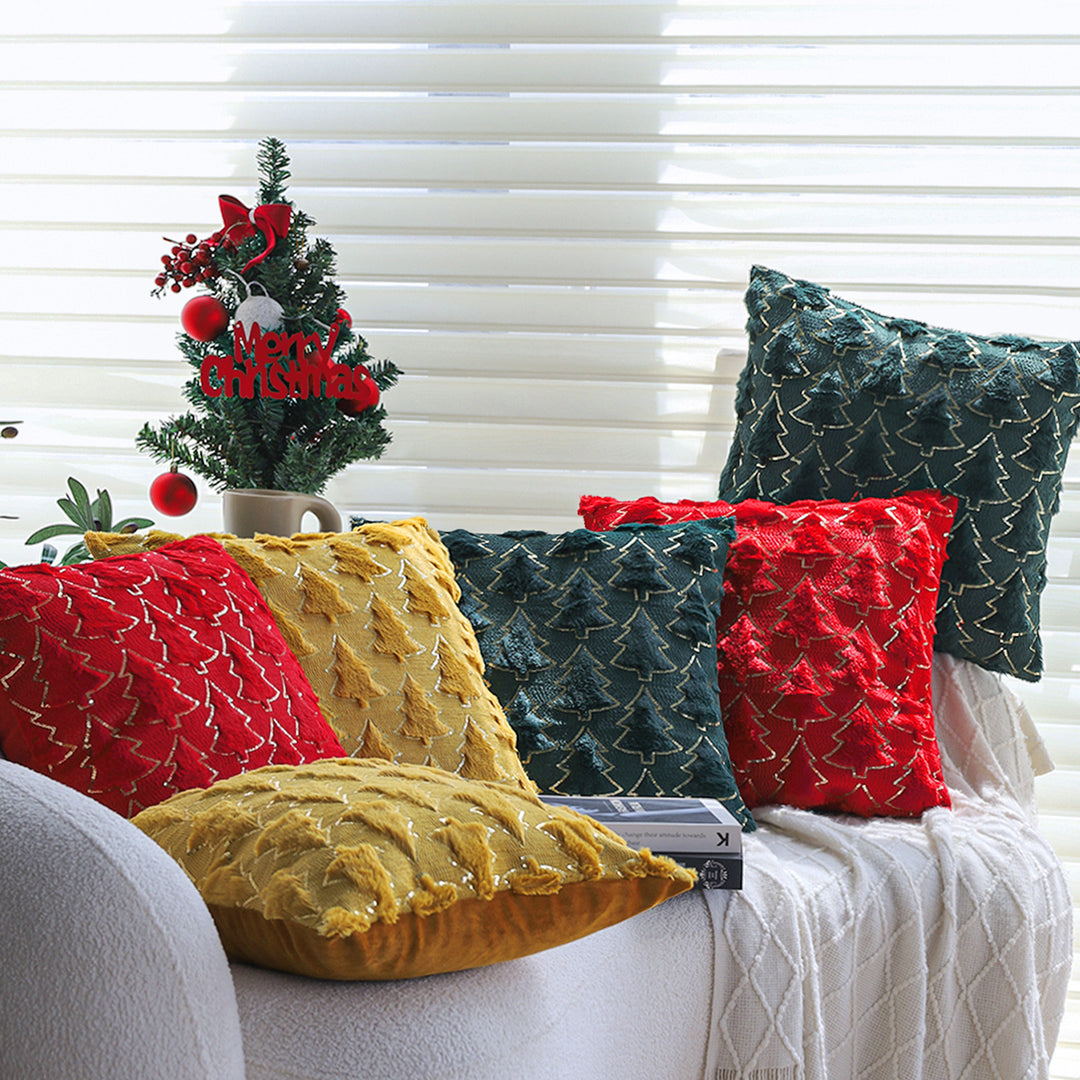 Decorative cushion with artistic Christmas tree design