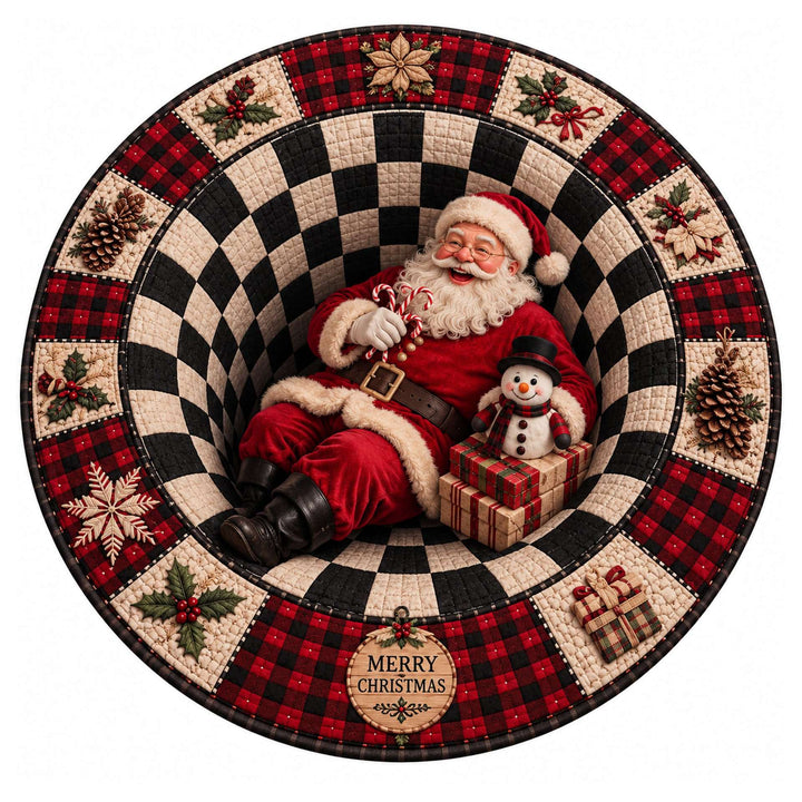 Festive Santa Claus Themed Round Mat for Home