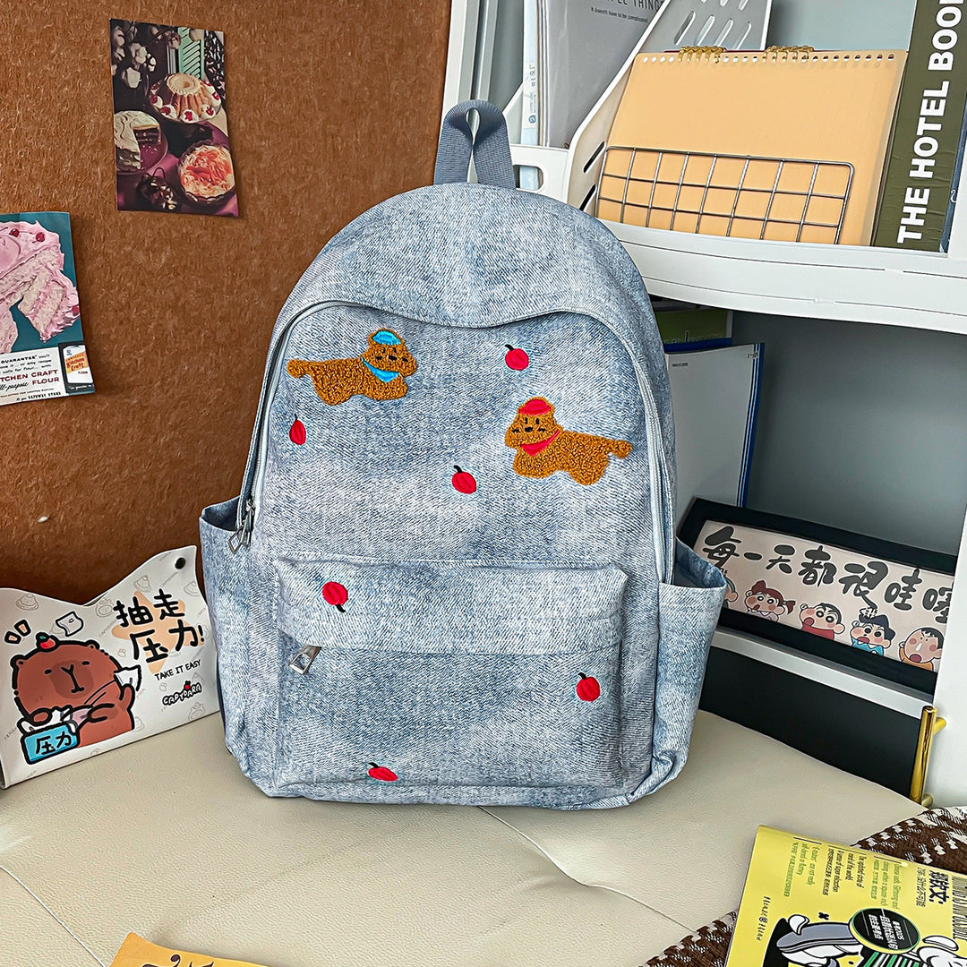 Casual Star-Print Denim Backpack Stornfield