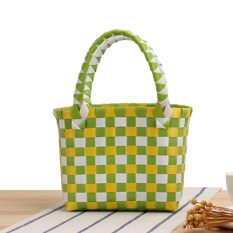 Handbag made of woven material with a stylish check pattern Stornfield
