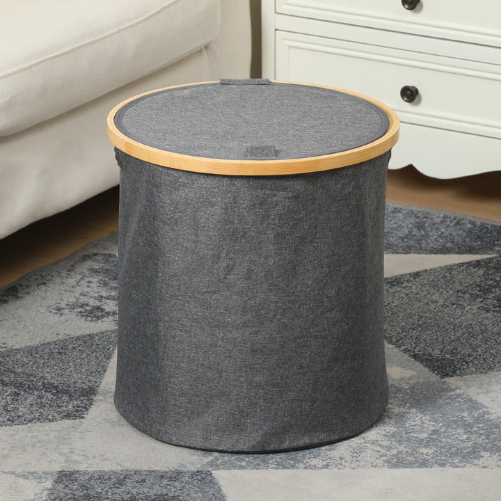 Practical laundry container with bamboo lid Stornfield