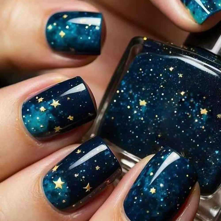Nail art set with sparkling stars and cosmic motifs Stornfield