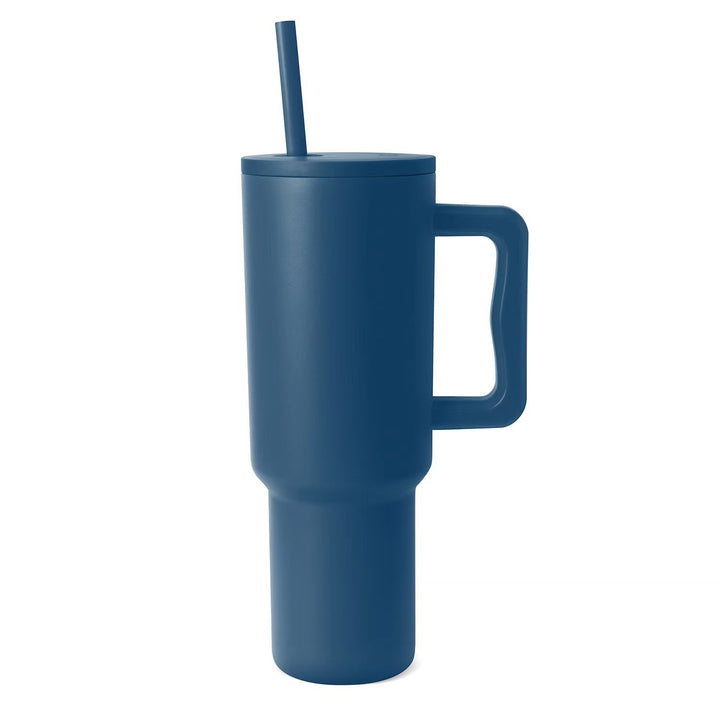Women thermos cup with ergonomic handle and integrated straw Stornfield