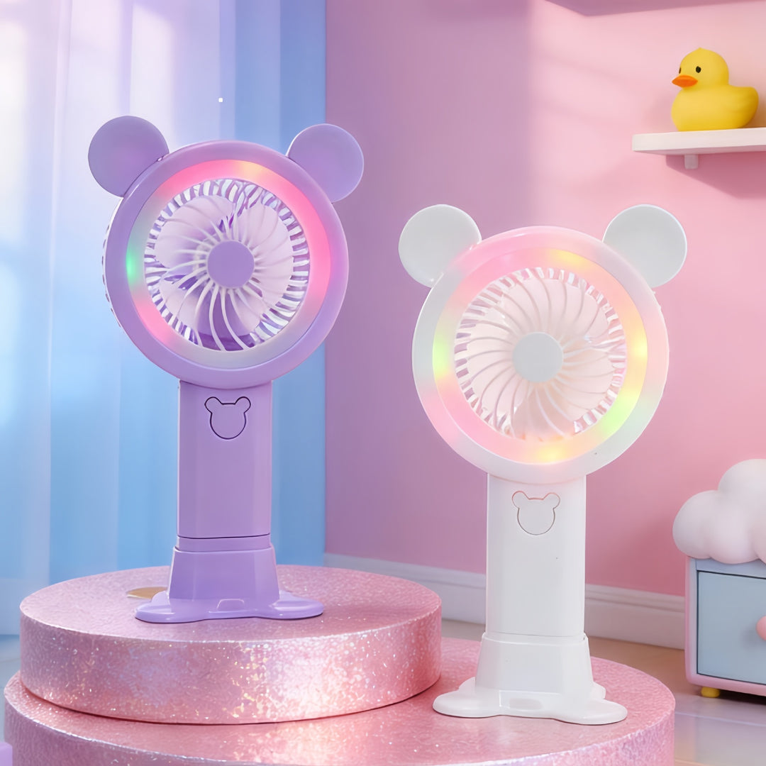 Women’s Portable USB Hand Fan with LED Lights and Creative Design Stornfield