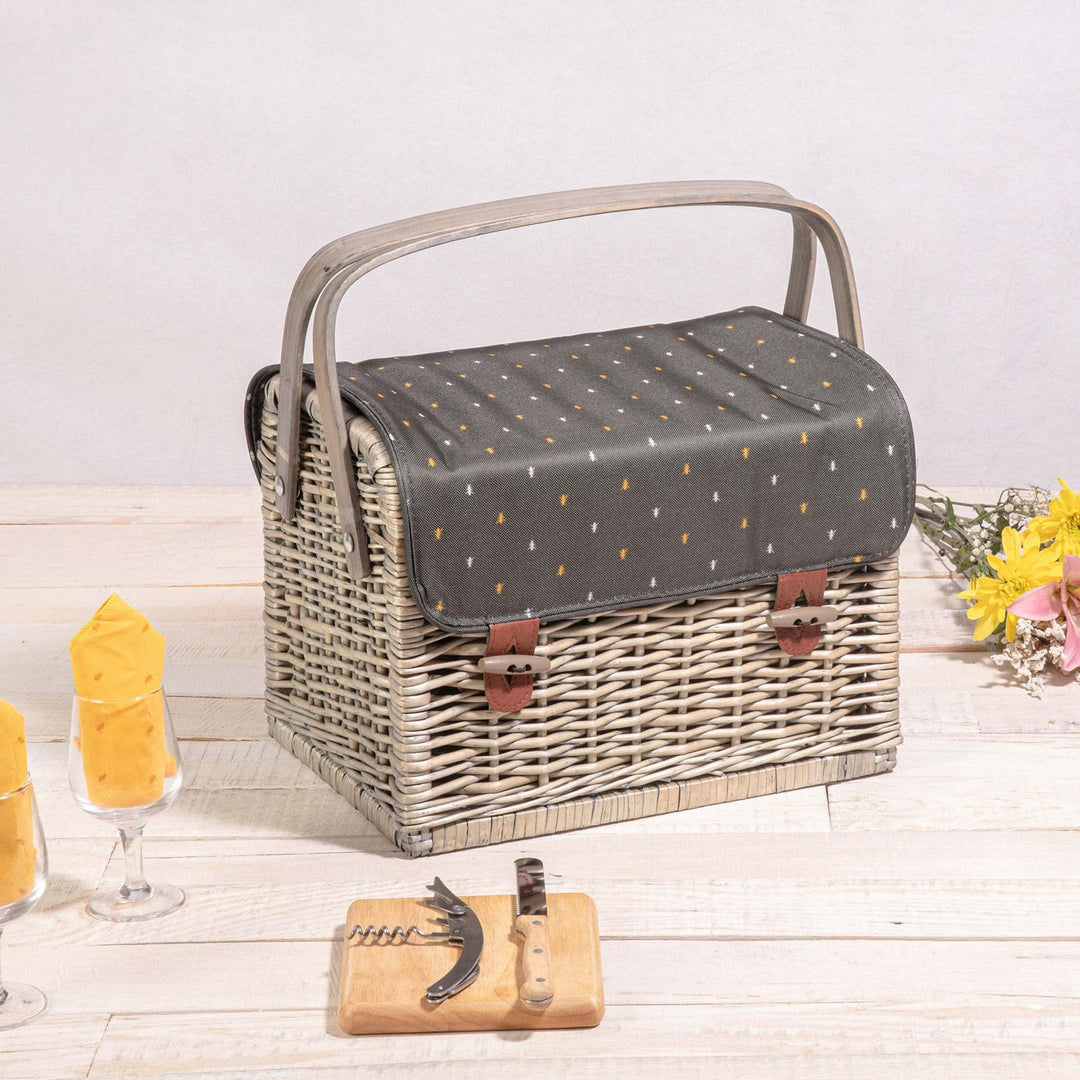 Ladies stylish picnic basket with integrated wine glasses and accessories Stornfield