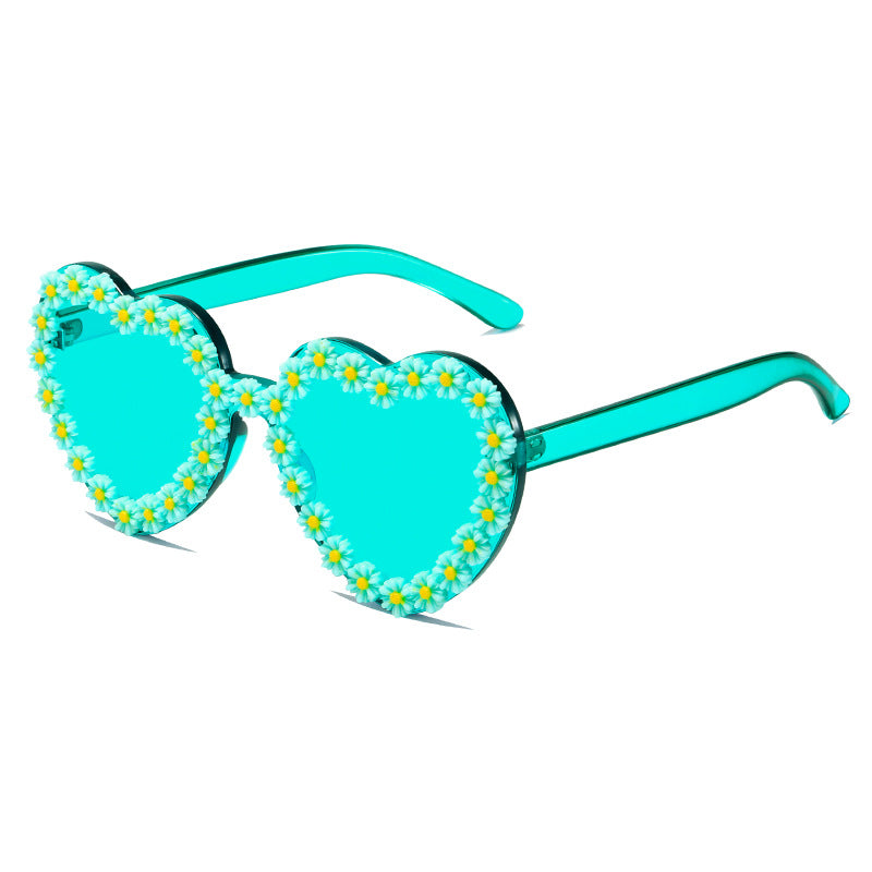 Ladies Love-Shaped Sunglasses with Floral Embellishments Stornfield