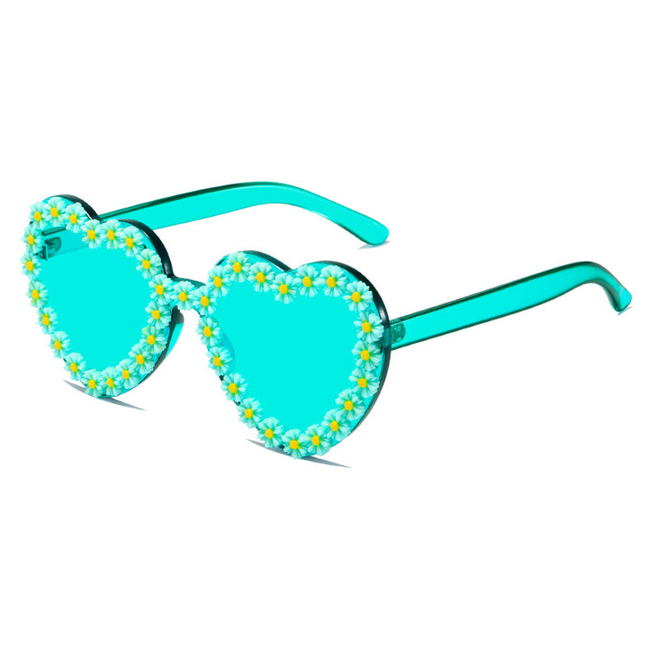 Ladies Love-Shaped Sunglasses with Floral Embellishments Stornfield