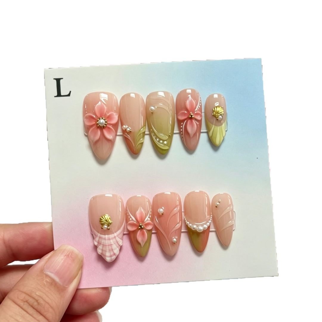 Decorative Flower Embellished Press-On Nail Set