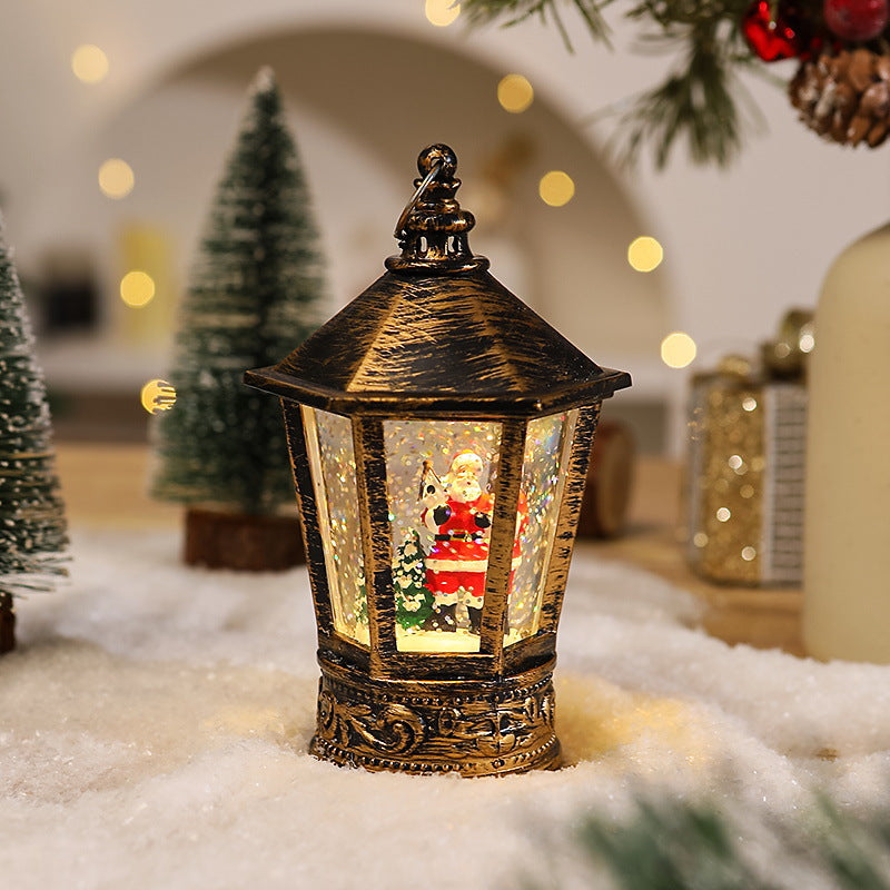 Nostalgic Christmas lantern with glowing Santa Claus motif Stornfield
