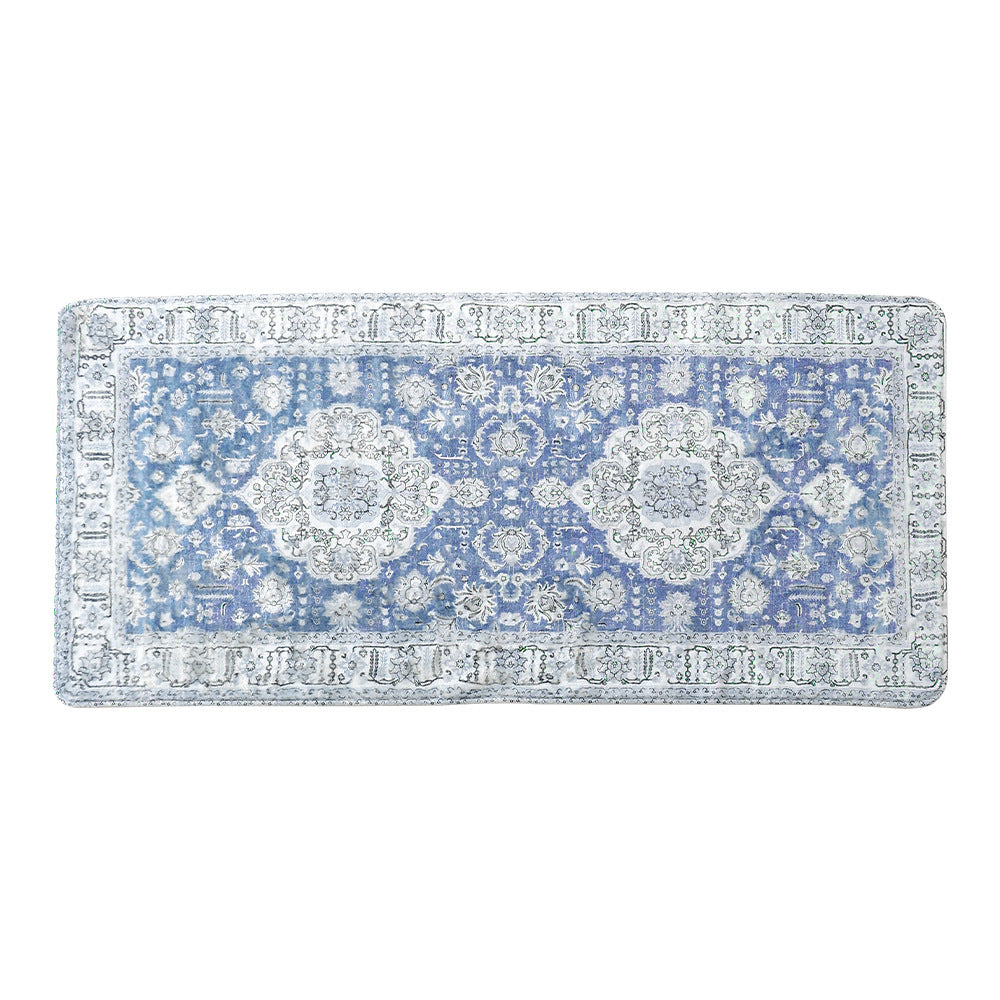 Vintage-inspired flat-woven runner with oriental medallion design and low pile