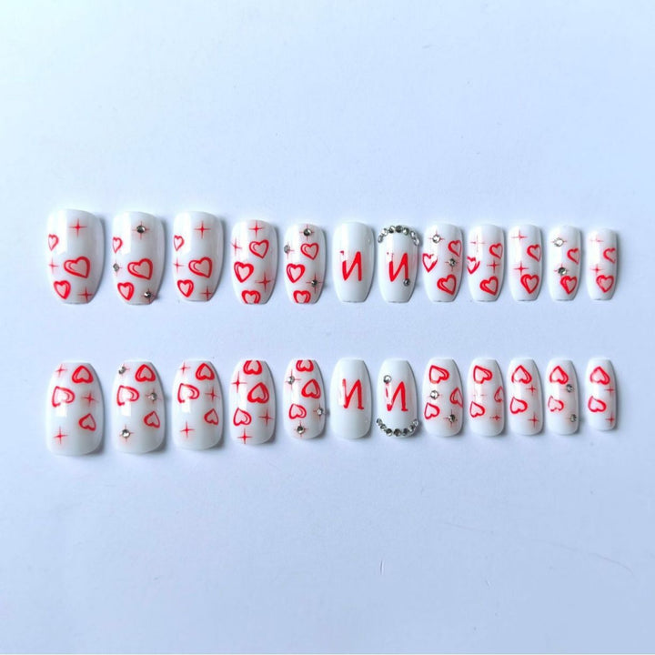 Artistic Heart and Gem Nail Art Set
