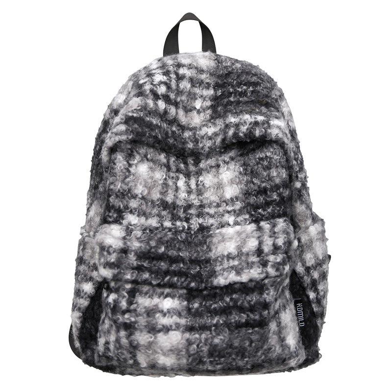 Cozy Fleece Checkered School Backpack Stornfield