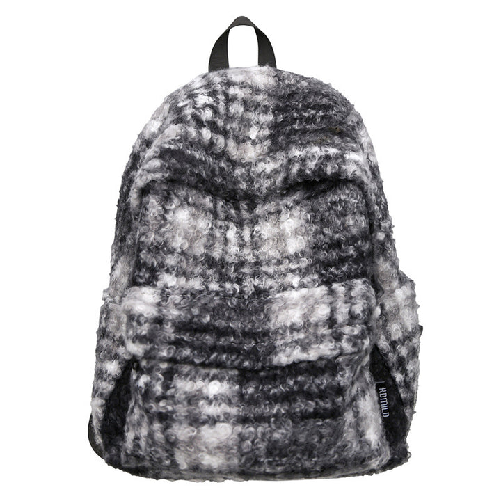 Cozy Fleece Checkered School Backpack Stornfield