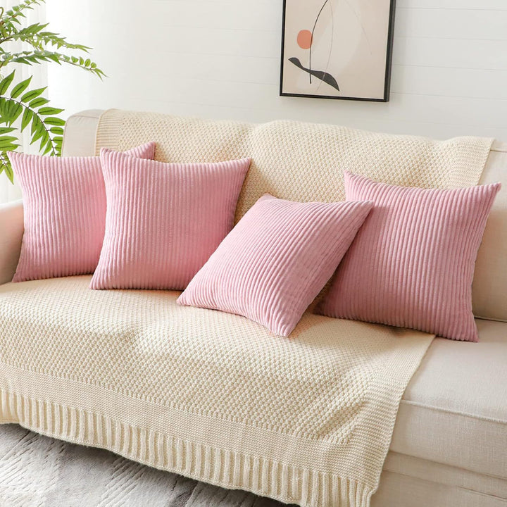 Ribbed Corduroy Textured Throw Pillow Covers