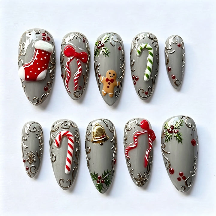 Decorative Holiday-Themed Press-On Nail Art Stornfield