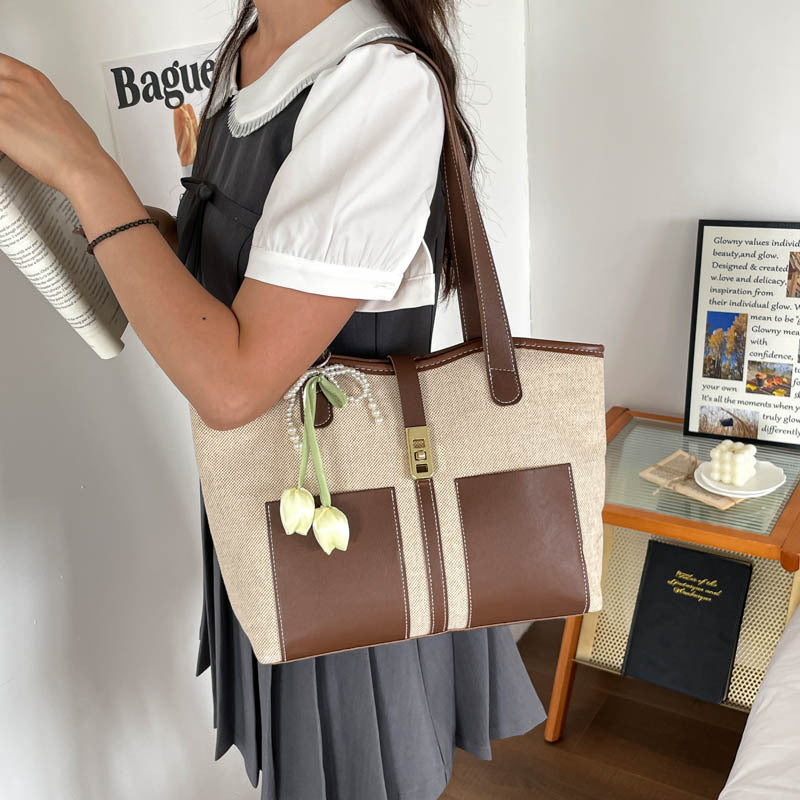 Stylish Canvas Tote Bag with Elegant Accents