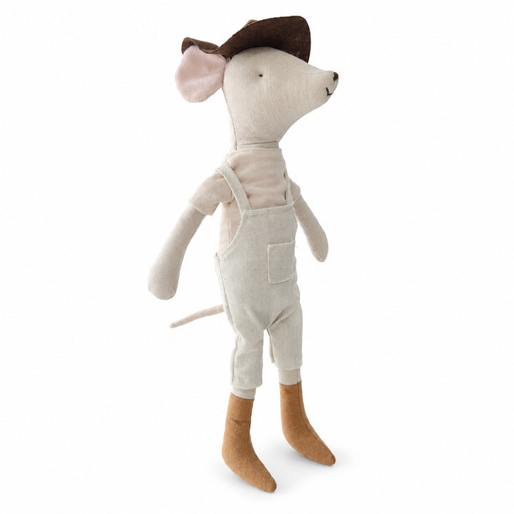 Superhero Linen Mouse Plush Doll with Removable Cape