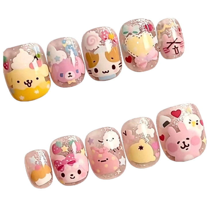 Whimsical Cartoon Character Nail Art Set Stornfield
