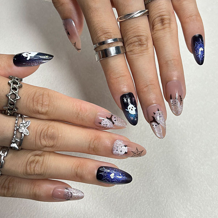 Decorative Press-On Nail Set with Artful Designs Stornfield