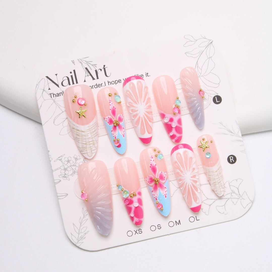 Artificial nail set with floral and cheerful design Stornfield