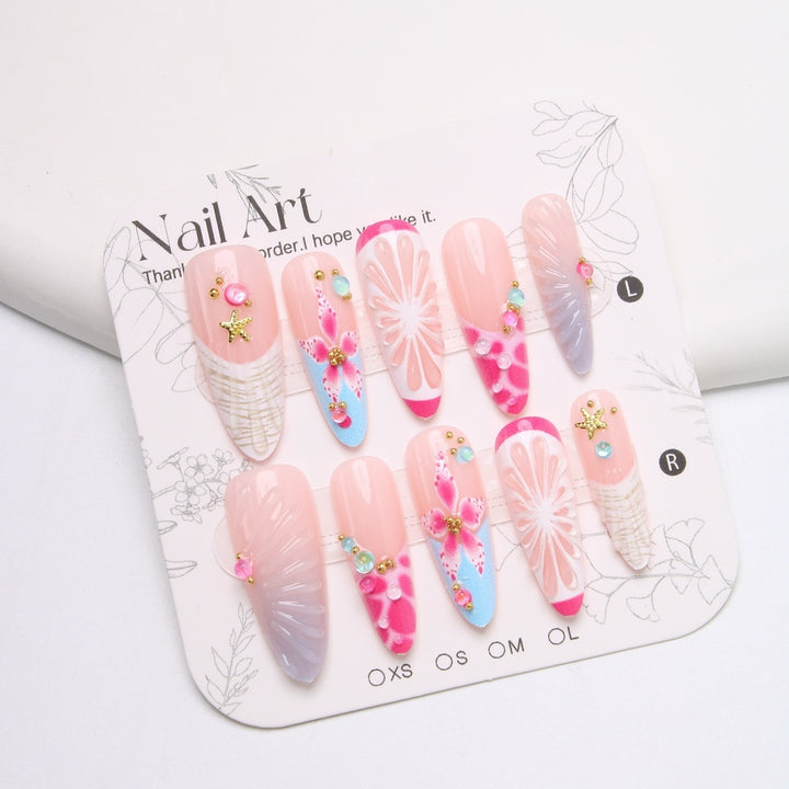 Artificial nail set with floral and cheerful design Stornfield